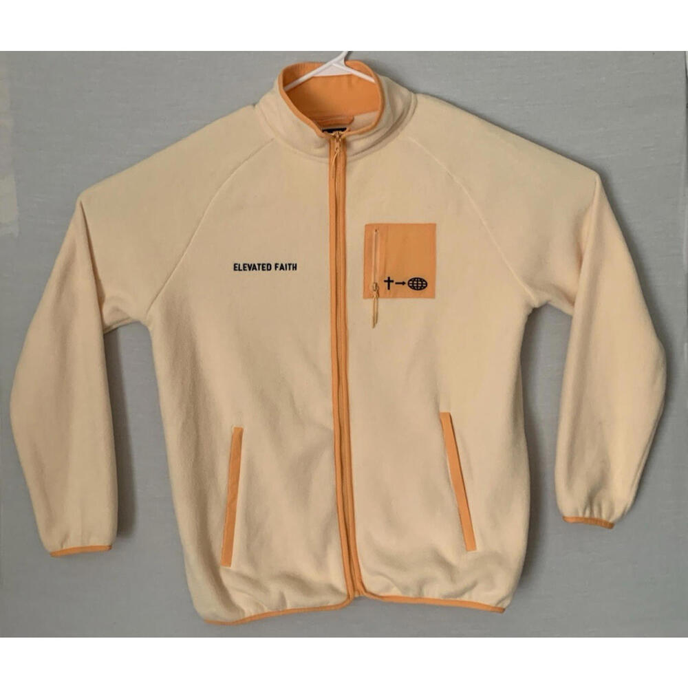 Elevated Faith Religious Prayer Large Peach Fleece Zip Up Sweater P93